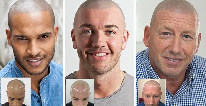 three men with good scalp micropigmentation results
