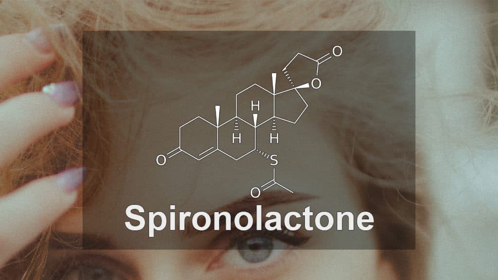 spironolactone chemecal formula and woman with hair loss