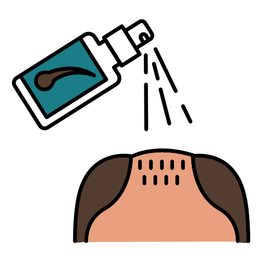 hair loss treatment solution being sprayed on the head